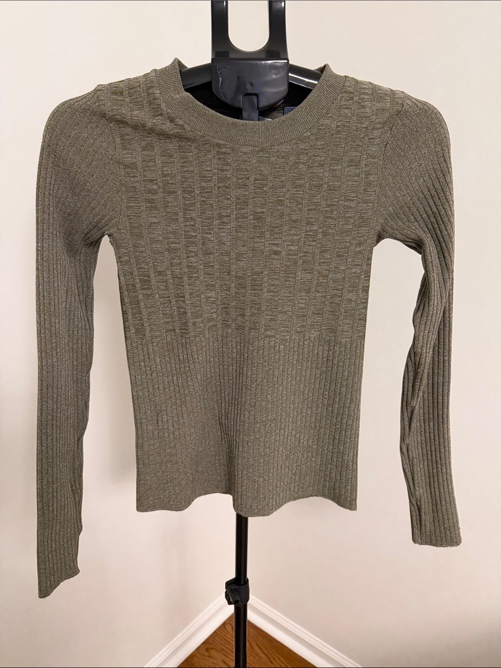Athleta Olive Ribbed Crewneck Sweater